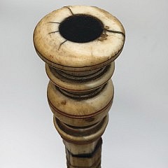 Whaleman Carved Whale Ivory and Whalebone Walking Stick, Mid 19th Century