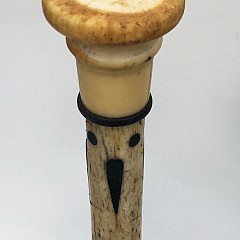 Whaleman Carved Whale Ivory and Whalebone Walking Stick, Mid 19th Century