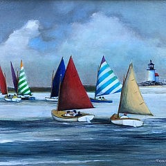 Yasemin Tomakan Oil on Canvas, “Rainbow Fleet”