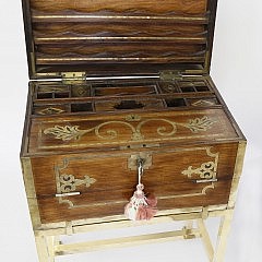 Anglo-Indian Brass-inlaid Exotic Hardwood Campaign Desk, mid-19th century