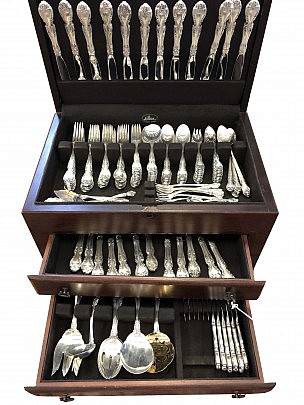 Gorham Sterling Silver Flatware Service in the Melrose Pattern