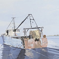 John Austin Tempera on Board “Blue Dragger Off Brant Point Nantucket”