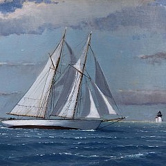 William Lowe Oil on Canvas “Departing Nantucket Harbor”