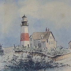 William Cotton Schöntzeler Watercolor on Paper “Sankaty Light ‘Sconset”