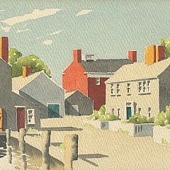 Doris and Richard Beer Watercolor on Paper “Easy Street, Nantucket”