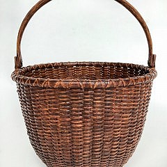 19th Century Round Open Swing Handle Basket