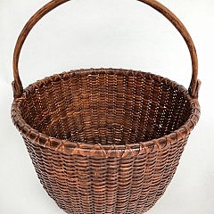19th Century Round Open Swing Handle Basket