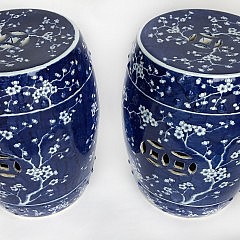 Pair of Chinese Blue and White Porcelain Garden Stools