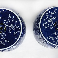 Pair of Chinese Blue and White Porcelain Garden Stools