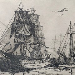 Leonard H. Mersky Limited Edition Etching “Drying Sails, Nantucket”