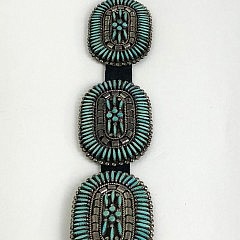 Zuni Petit Point Turquoise and Sterling Silver Concho Belt