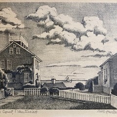 Ruth Haviland Sutton Black and White Etching “Gorham’s Court, Nantucket”