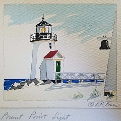 Doris and Richard Beer Watercolor Brant Point Light