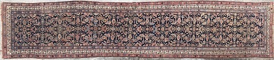 Antique Hamadan Runner Carpet 3.3 x 17.3