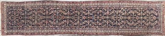 Antique Hamadan Runner Carpet 3.3 x 17.3