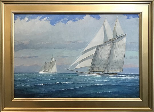 William Lowe (American b. 1940) Oil on Linen "Sunday Sail - Nantucket"