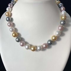 Very Fine 12mm-13.4mm South Sea, Tahitian and Pink Fresh Water Pearl Necklace