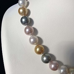 Very Fine 12mm-13.4mm South Sea, Tahitian and Pink Fresh Water Pearl Necklace