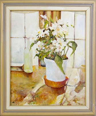 Peter Guarino Oil on Canvas "Potted Orchid"