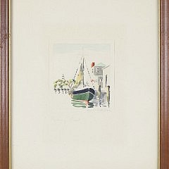 Doris and Richard Beer Miniature Nantucket Watercolor “Fishing Boat”