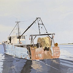 John Austin Tempera on Artist Board "Blue Dragger"