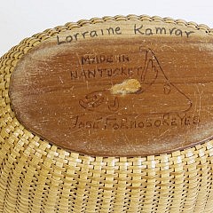 José Formoso Reyes Oval Friendship Basket with Ebony Top and Charlie Sayle Carved Whale