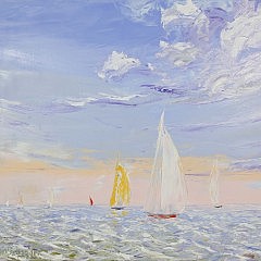 Paul Galschneider Oil on Canvas “Sailing at Sunset”