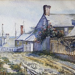 W. Channing Cabot Watercolor on Paper “Street Scene”