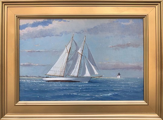 William Lowe Oil on Linen "Departing Nantuckete Harbor"