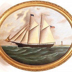 A. CohenOval OIl on Canvas "Portrait of the Sloop Alfred Keen"