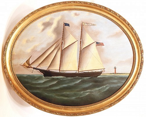 A. CohenOval OIl on Canvas "Portrait of the Sloop Alfred Keen"