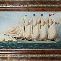 Reginald Nickerson Oil on Canvas "Portrait of the Four-Mast Schooner "Isaiah Hart"