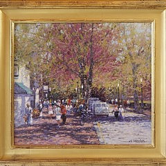 John Charles Terelak (New York/Massachusetts b. 1942) Oil on Canvas "Nantucket Street Scene" signed lower right J.C. Terelak