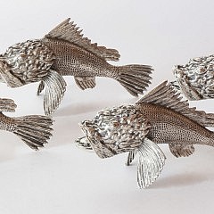 Four Chrome Fying Fish Ornaments