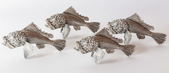 Four Chrome Fying Fish Ornaments