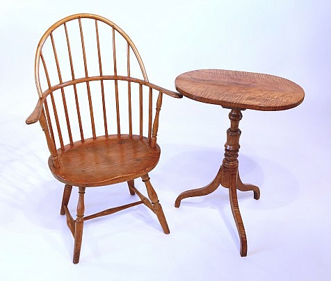 windsor chair tiger maple stand