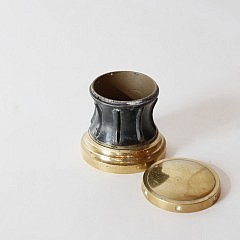 19th c. Brass and Wood Capstan Box