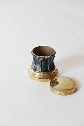 19th c. Brass and Wood Capstan Box