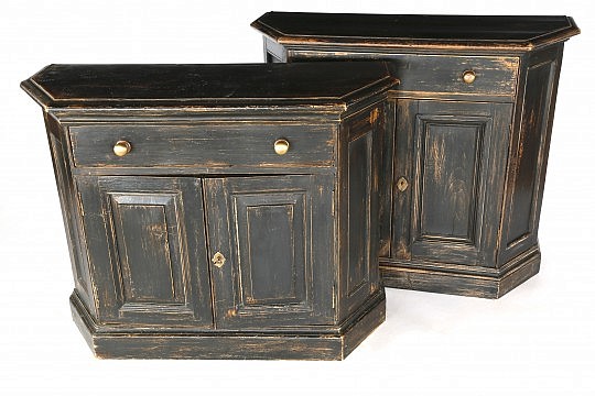 black stained pine cabinets