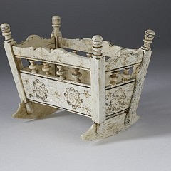 Carved and Engraved Miniature Whalebone Cradle, 19th century