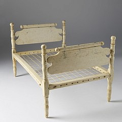 Rare Whaleman Made Nantucket Whalebone Doll’s Rope Bed, circa 1840