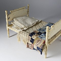 Rare Whaleman Made Nantucket Whalebone Dolls Rope Bed, circa 1840