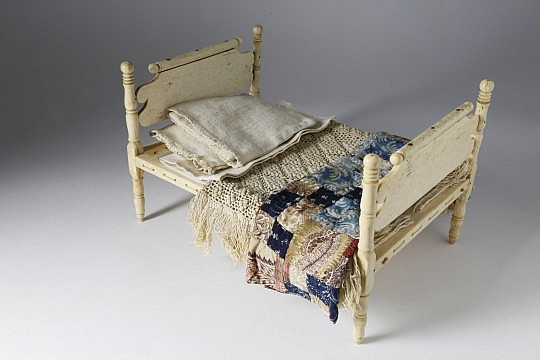 Rare Whaleman Made Nantucket Whalebone Dolls Rope Bed, circa 1840