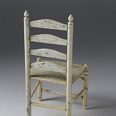 Scarce Whaleman Made Whalebone Ladderback Rush Seat Miniature Side Chair, circa 1840
