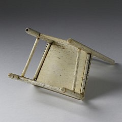 Scarce Whaleman Made Whalebone Ladderback Rush Seat Miniature Side Chair, circa 1840