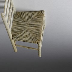 Scarce Whaleman Made Whalebone Ladderback Rush Seat Miniature Side Chair, circa 1840