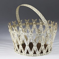 Rare Whaleman Made Whalebone and Mahogany Knitting Basket, circa 1850