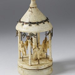 Whaleman Carved Whalebone Rotating Toy Carousel, 19th century