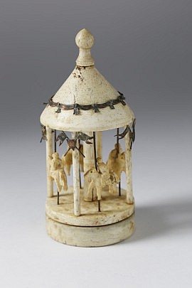 Whaleman Carved Whalebone Rotating Toy Carousel, 19th century