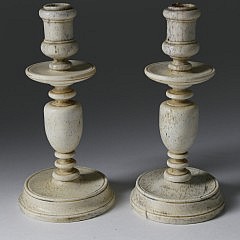 Pair of Scarce Whaleman Made Whalebone Candlesticks, circa 1870